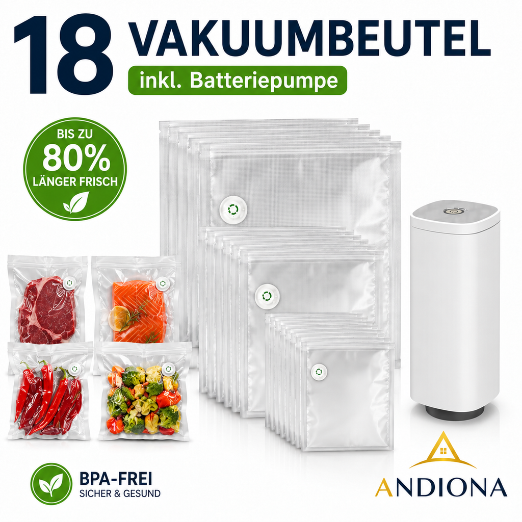 18 Vakuumbeutel mit Batteriepumpe