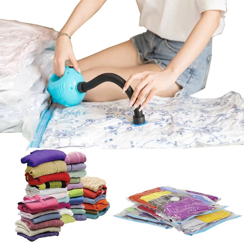 Andiona® Vakuumbeutel Set mit Handpumpe für Kleidung & Bettdecken
