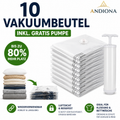 Andiona® Vakuumbeutel Set mit Handpumpe für Kleidung & Bettdecken