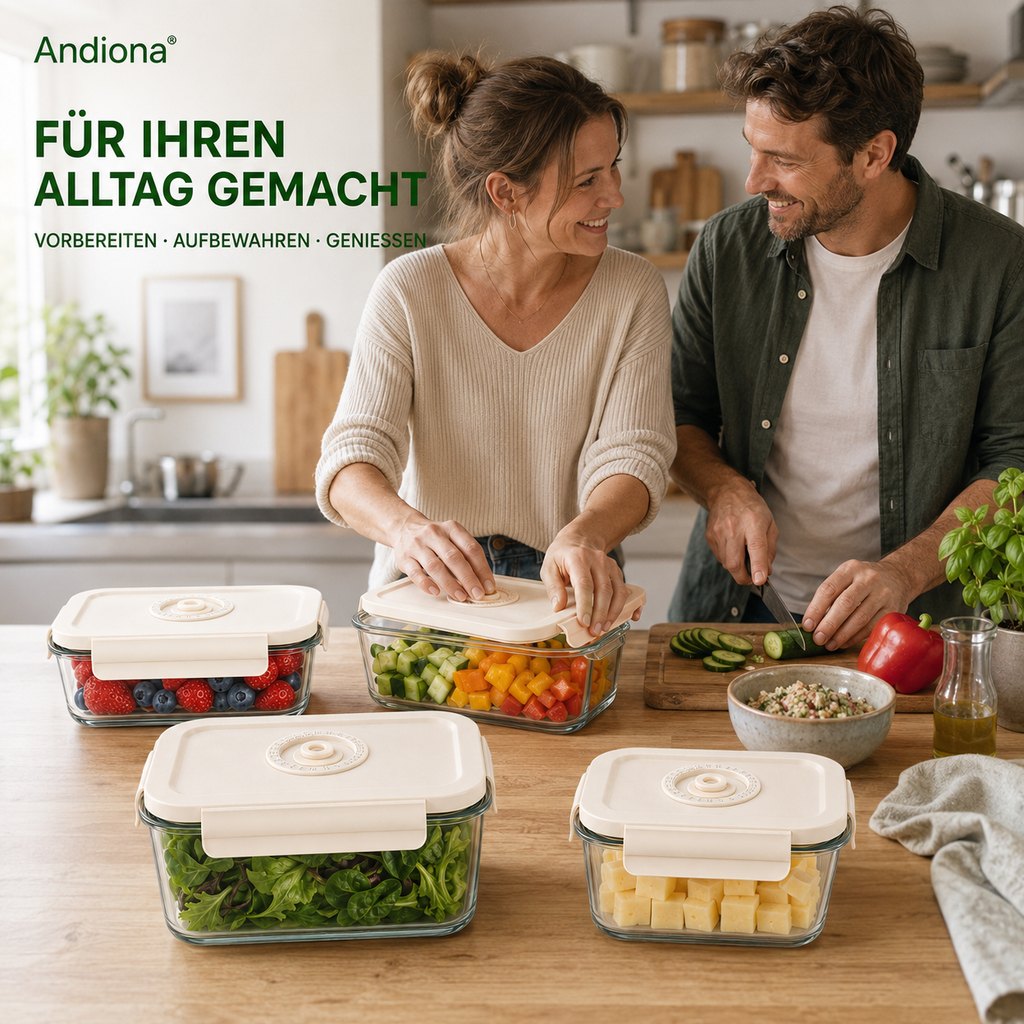 Andiona Vakuum-Glasdosen im Alltag in moderner Küche