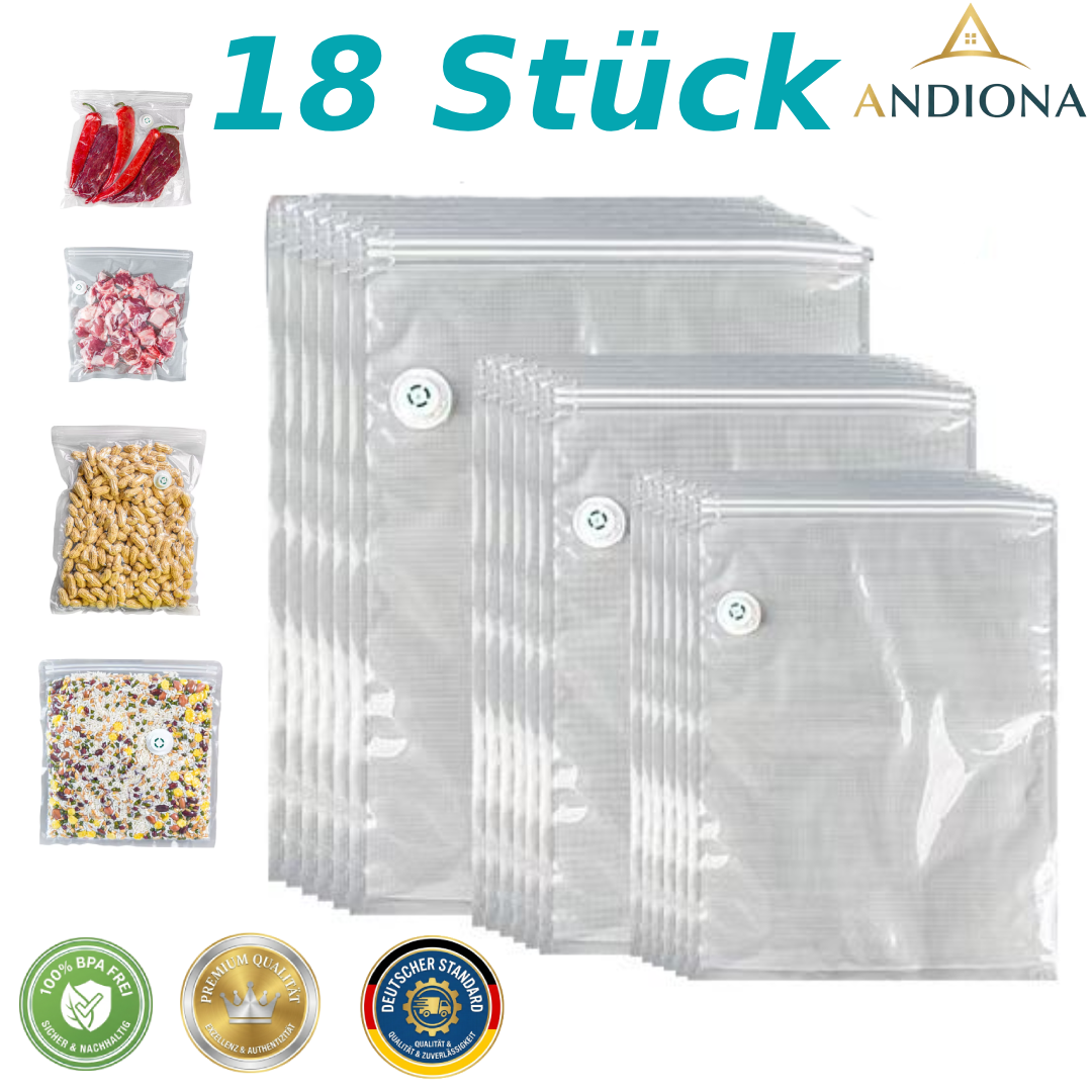 Andiona Smart-Vacuum System | Elektrische Akku-Pumpe & Frischebeutel | BPA-FREI