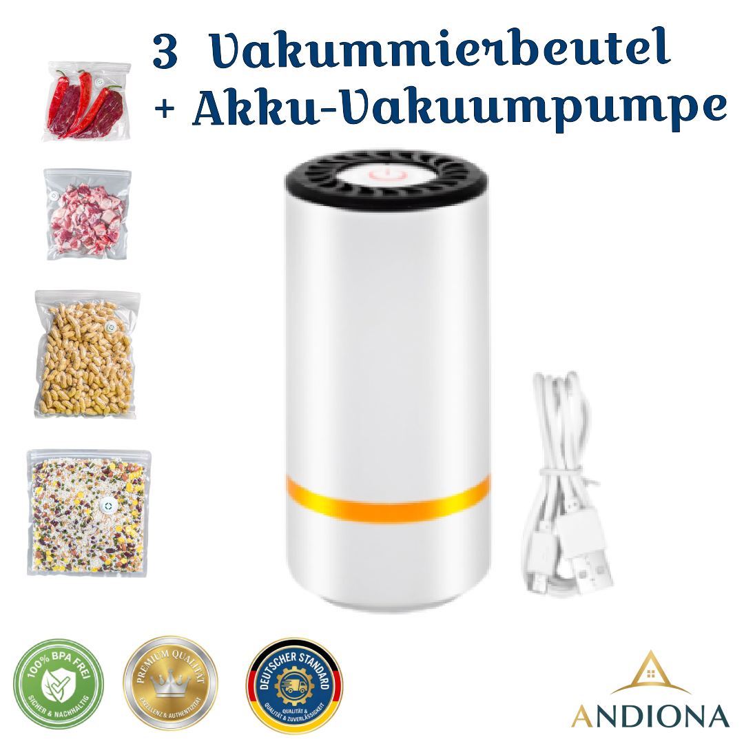 Andiona Smart-Vacuum System | Elektrische Akku-Pumpe & Frischebeutel | BPA-FREI