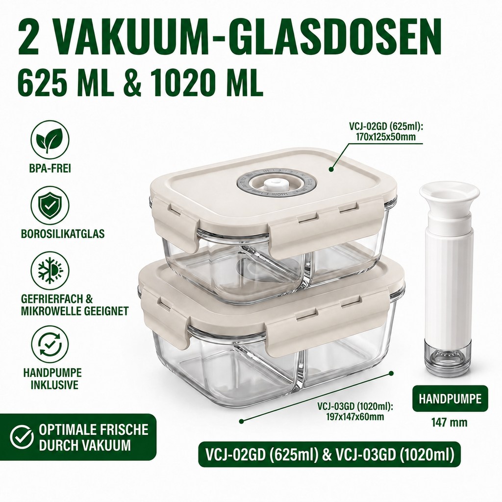 Andiona Meal-Prep 625 + 1020 ml – Mit Handpumpe