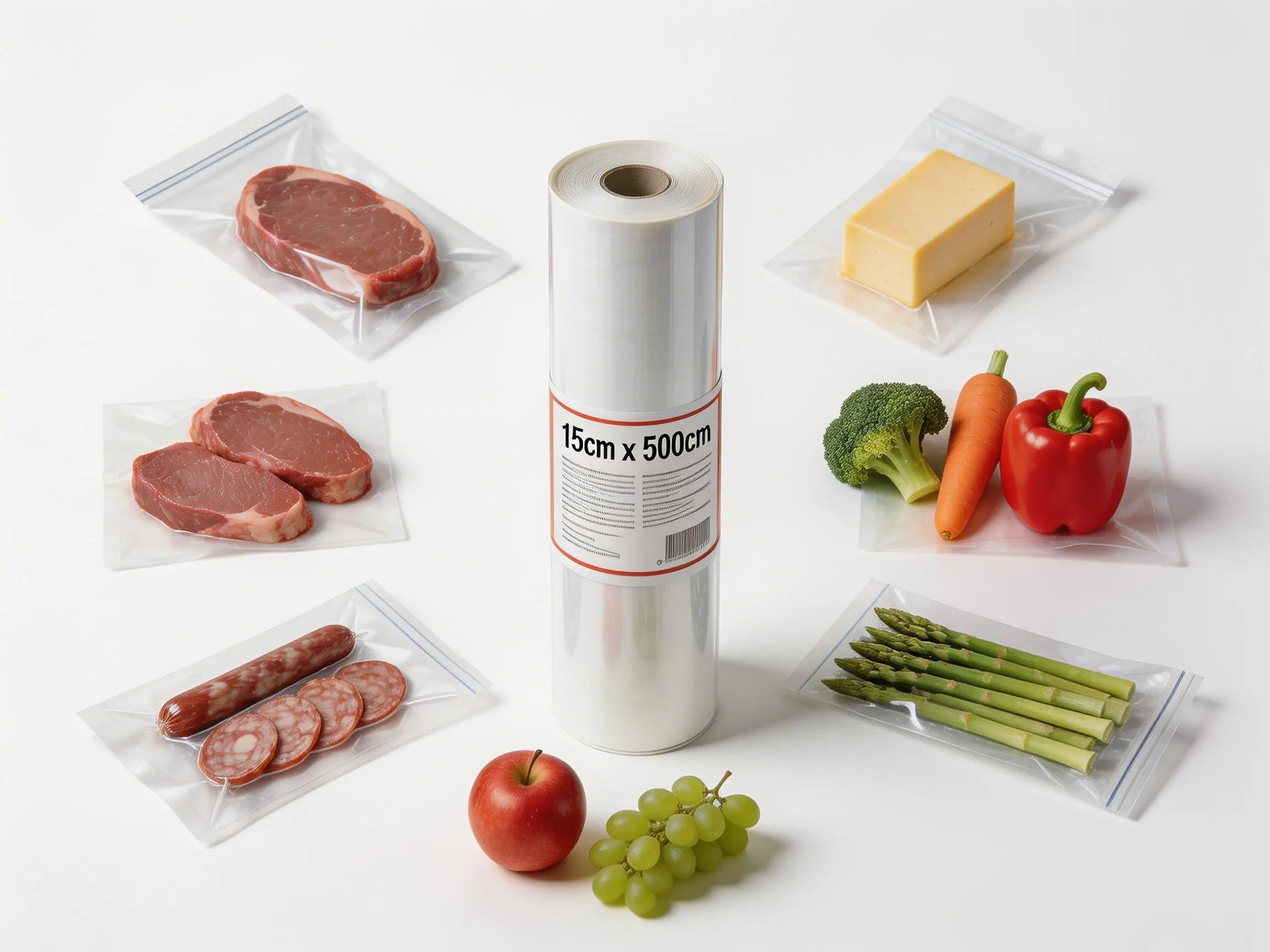 4 Stück Vakuumierfolie Rolle 15cm x 500cm – Strukturierte Vakuumierbeutel Folie für Sous-Vide & Lebensmittelaufbewahrung – Reißfest, BPA-frei, Kompatibel mit allen Vakuumiergeräten