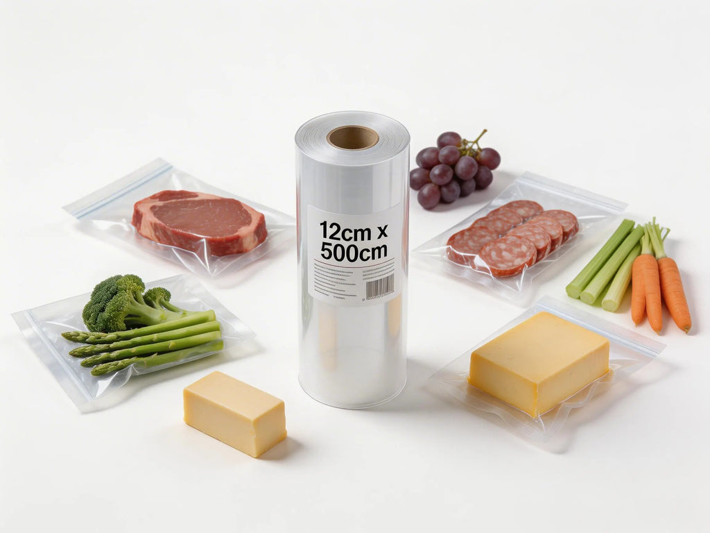 4 Stück Vakuumierfolie Rolle 12cm x 500cm – Strukturierte Vakuumierbeutel Folie für Sous-Vide & Lebensmittelaufbewahrung – Reißfest, BPA-frei, Kompatibel mit allen Vakuumiergeräten