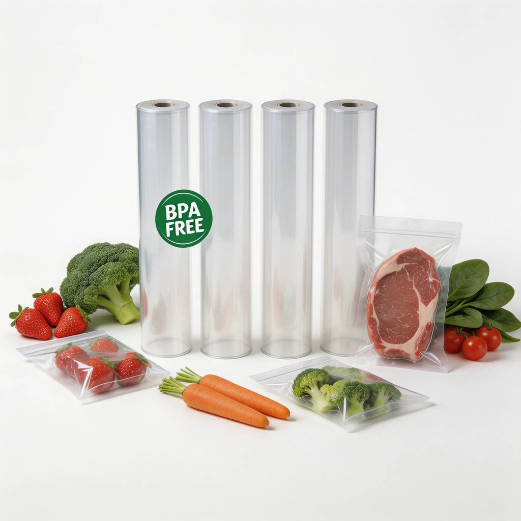 4 Stück Vakuumierfolie Rolle 25cm x 500cm – Strukturierte Vakuumierbeutel Folie für Sous-Vide & Lebensmittelaufbewahrung – Reißfest, BPA-frei, Kompatibel mit allen Vakuumiergeräten