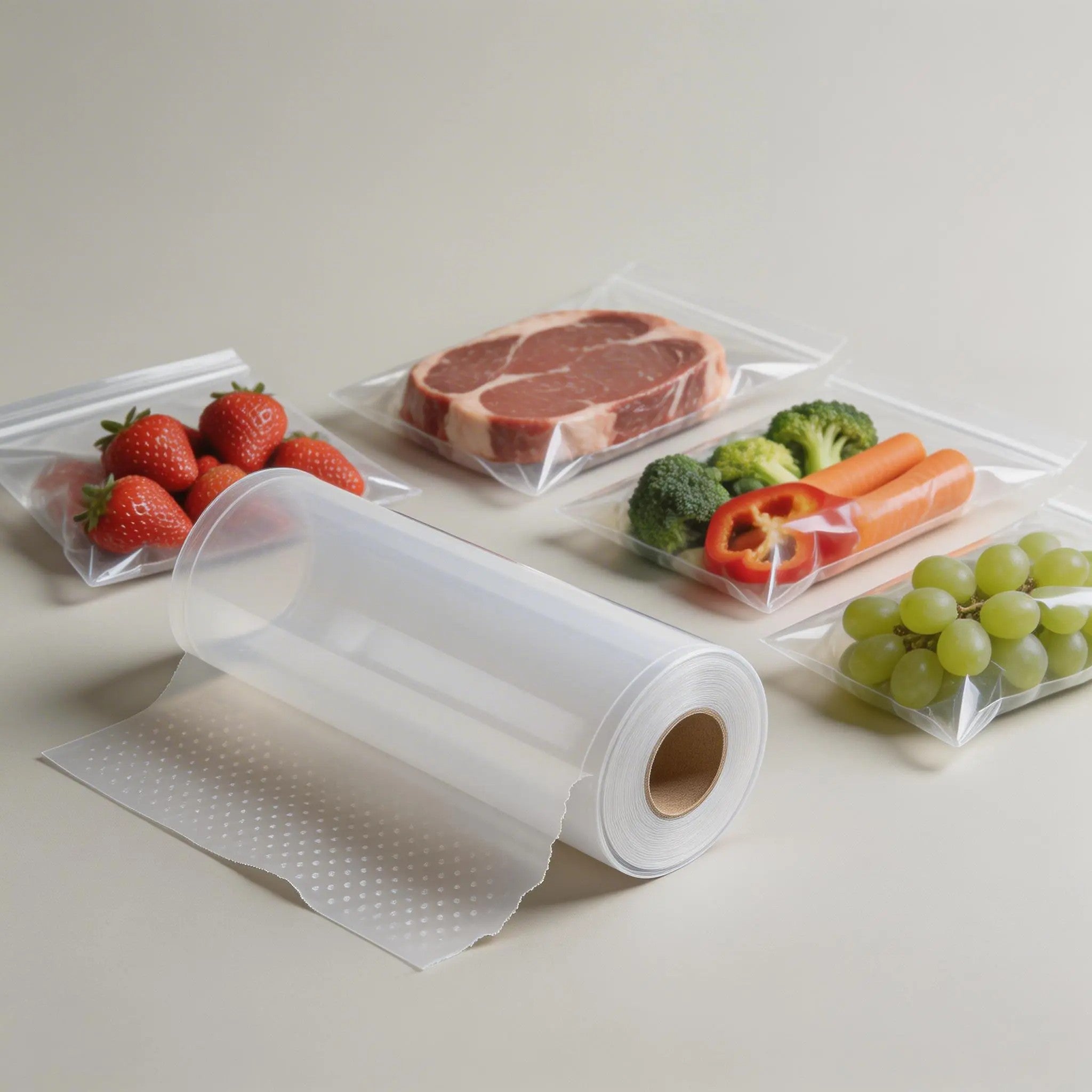 4 Stück Vakuumierfolie Rolle 20cm x 500cm – Strukturierte Vakuumierbeutel Folie für Sous-Vide & Lebensmittelaufbewahrung – Reißfest, BPA-frei, Kompatibel mit allen Vakuumiergeräten