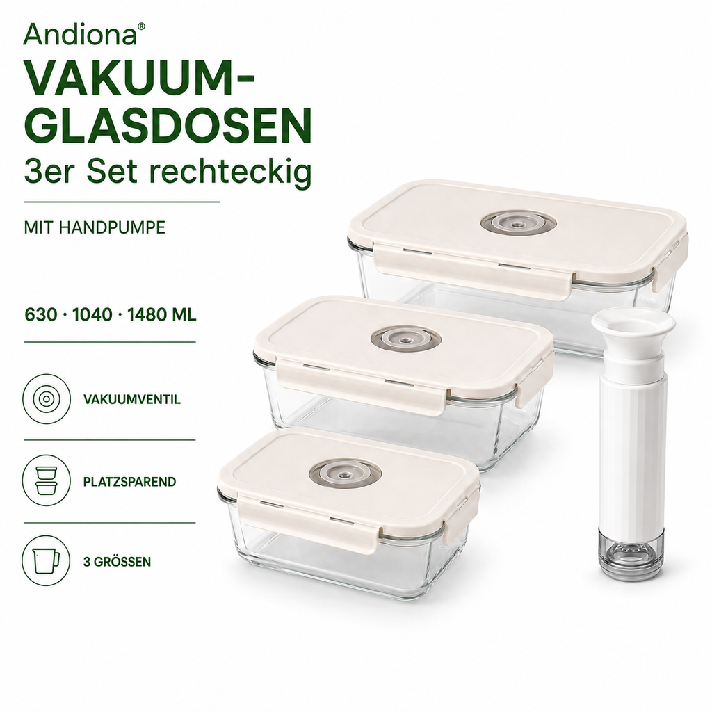 Andiona 3er Set rechteckig – Mit Handpumpe