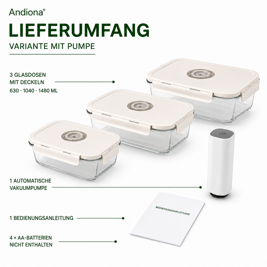 Andiona 3er Set rechteckig – Mit Automatikpumpe