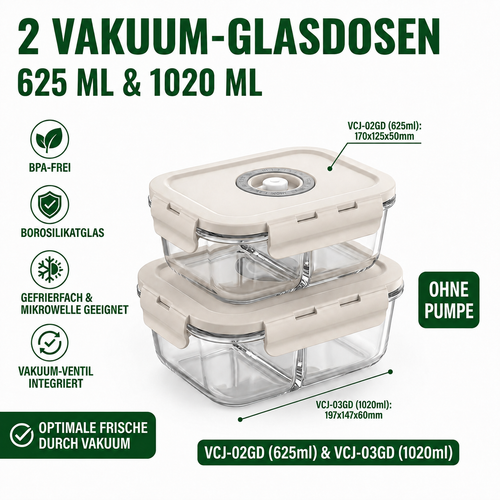Andiona Meal-Prep 625 + 1020 ml – Ohne Pumpe