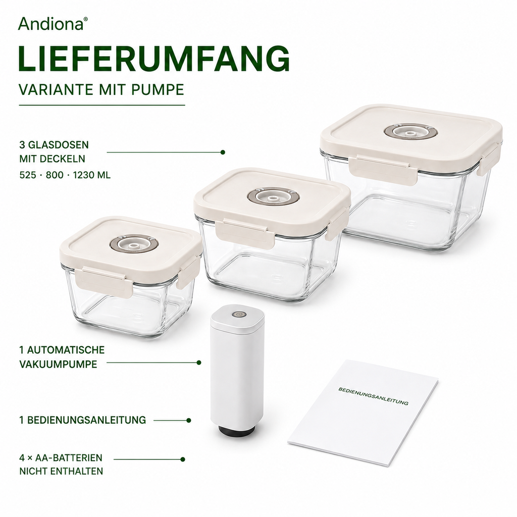 Andiona 3er Set quadratisch – Mit Automatikpumpe