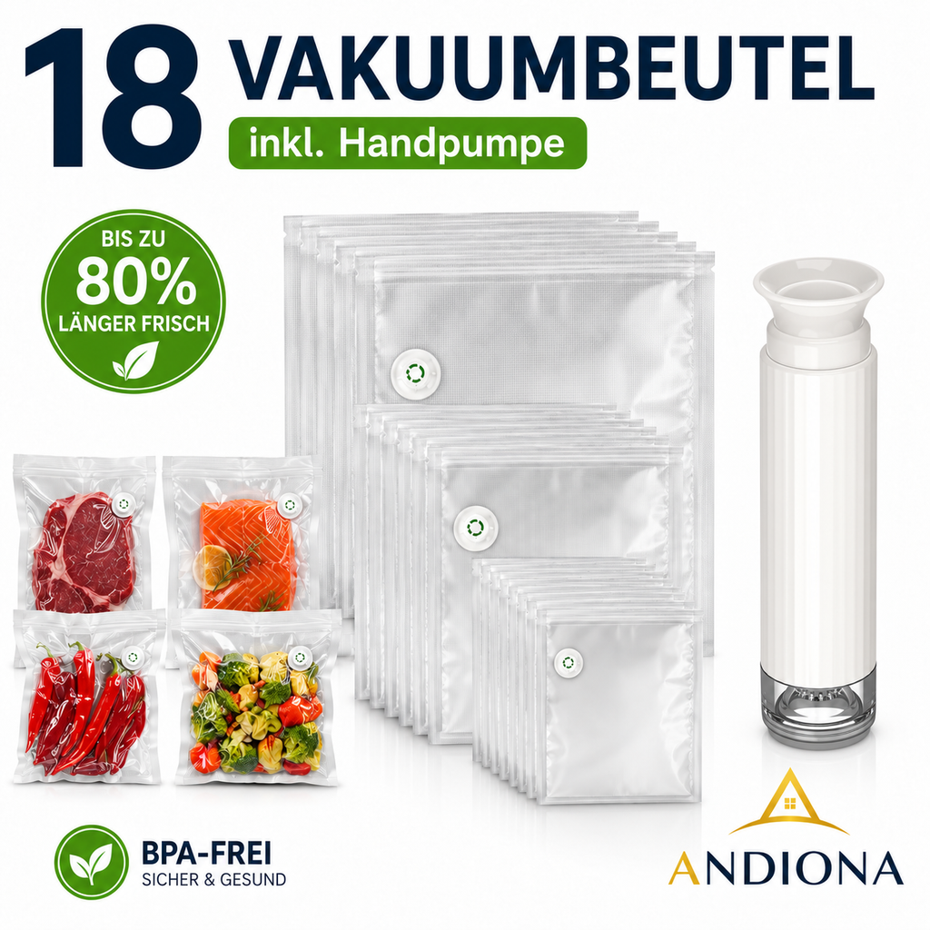 18 Vakuumbeutel mit Handpumpe