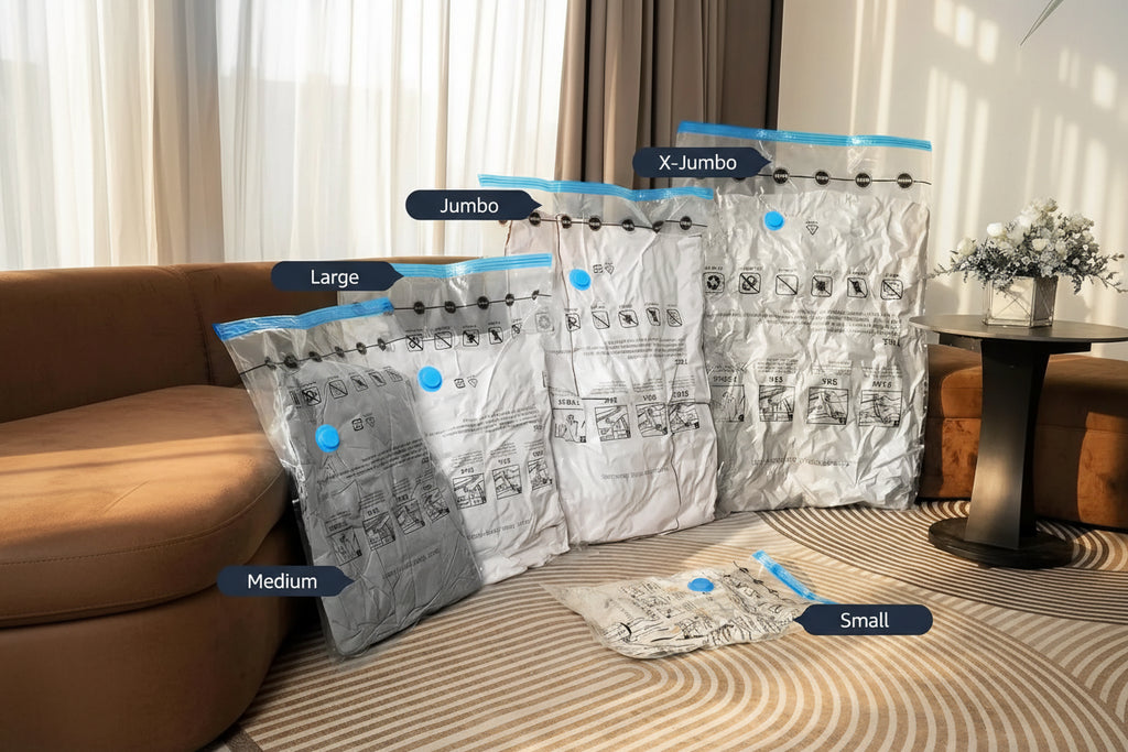 Andiona® Vakuumbeutel Set mit Handpumpe für Kleidung & Bettdecken